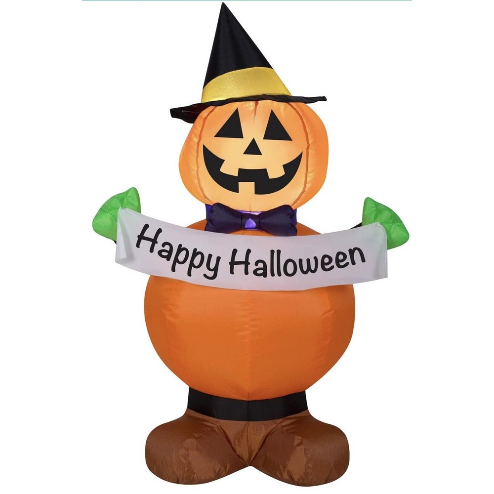 Pumpkin Witch Happy Halloween Inflatable Air Blow Up  Inflatable Lights Up 3.5'